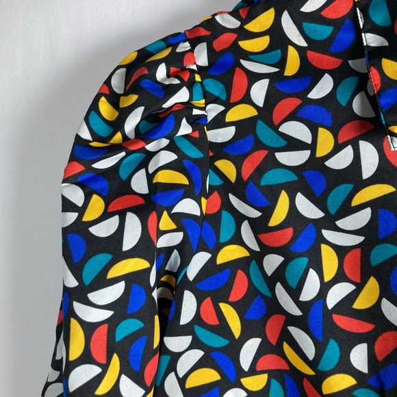 Vintage Rhoda Lee Vibrant Geometric Design Blouse Sz Sm - Picture 4 of 12